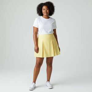 Tracy Evan’s Yellow & White Pin Striped flat front pleaded 2 piece skirt size 16